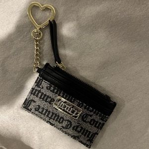 Juicy Couture Monogram print Cardholder keychain with heart clasp